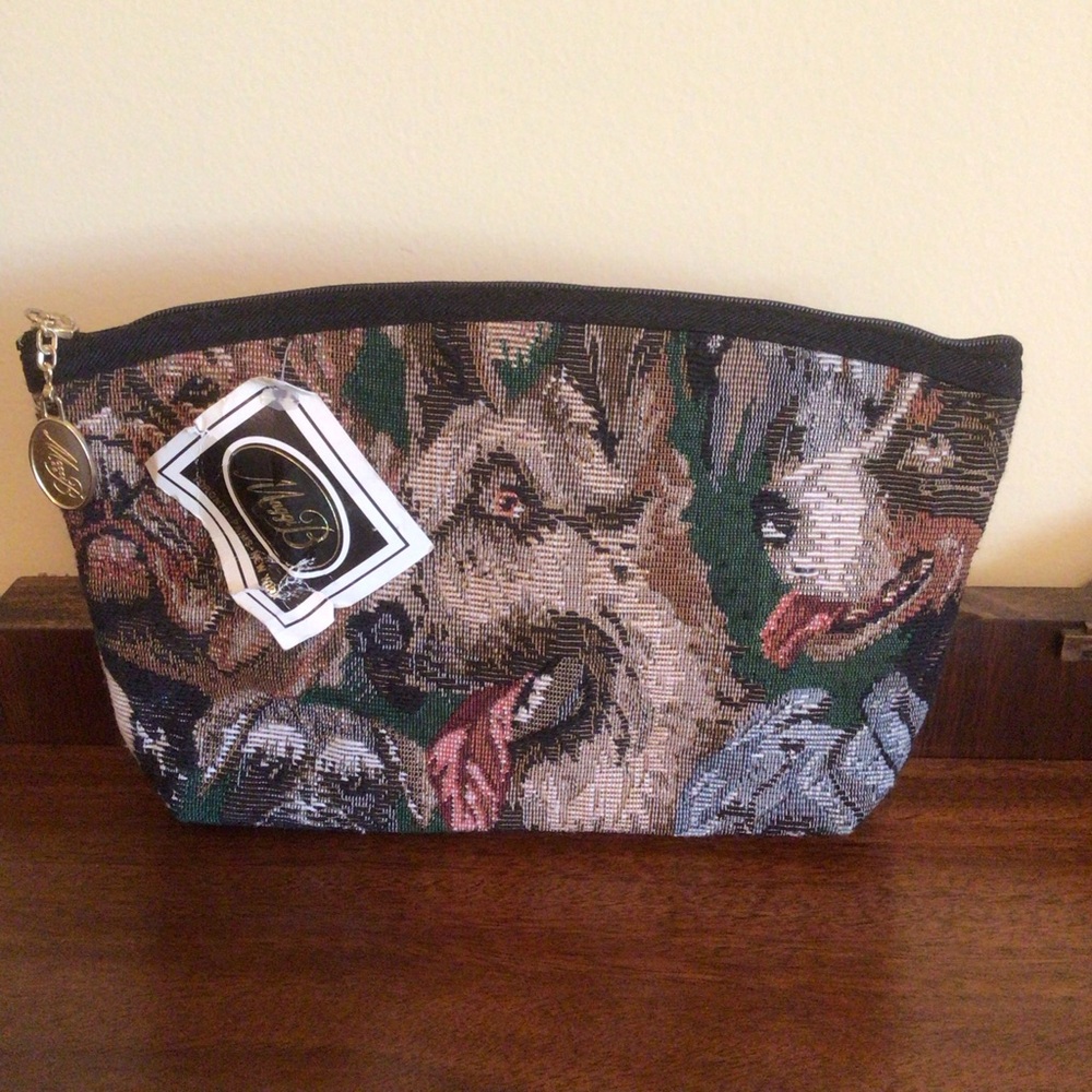 Tapestry Cosmetic Pouch with Dog Motif